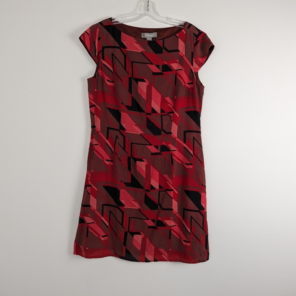 Liz Claiborne Abstract Geometric Print Shift Dress - Size 14 Silk